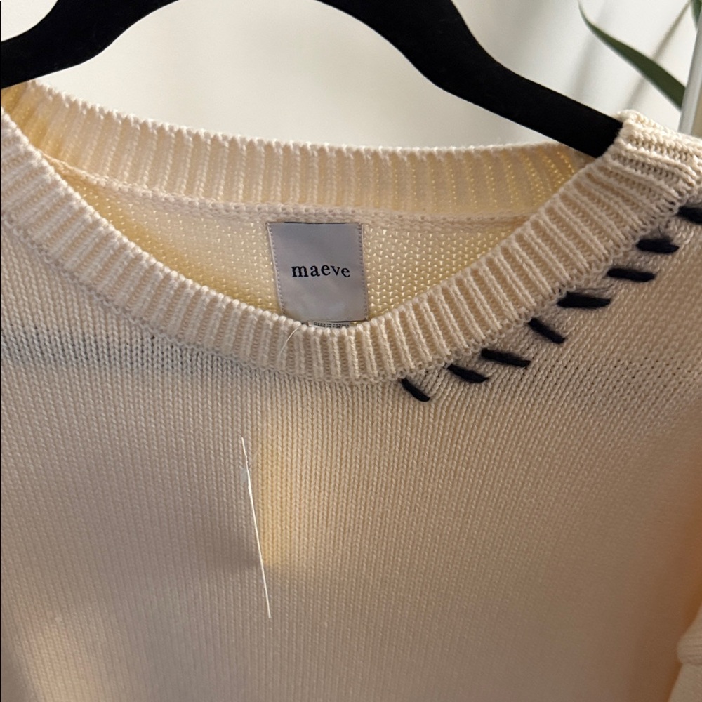 Anthropologie Maeve Crew-Neck Whipstitch Heart Icon Sweater size medium - Picture 6 of 9
